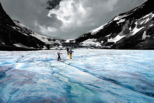 Students exploring glaciers as part of their studies with SENS